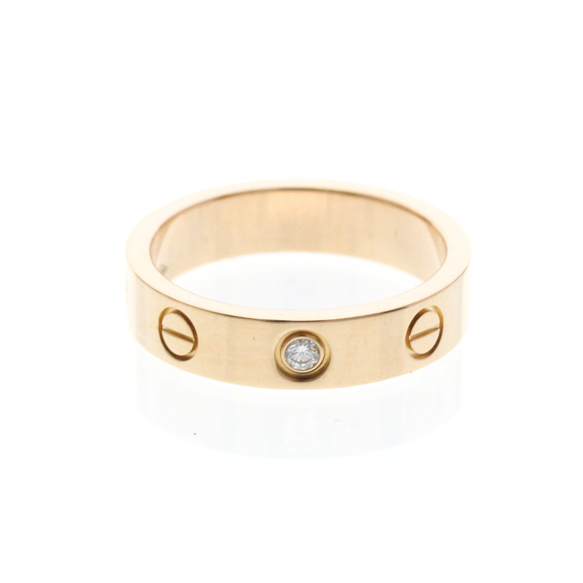 Cartier Love Wedding Band 1 Diamond 18K Rose Gold With Diamond Gold Pink_Gold Ring Jewelry (Pre-Owned)
