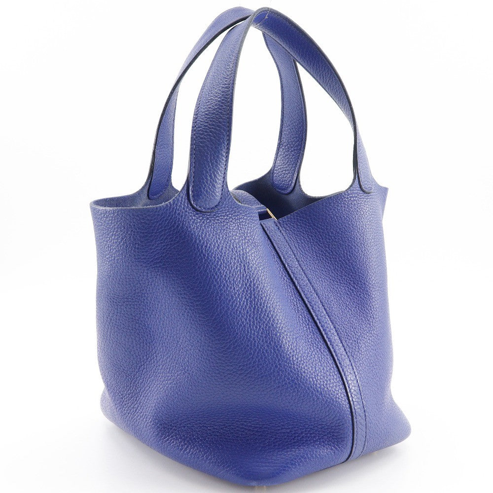 Hermes Picotin Lock Clemence Blue Leather Handbag (Pre-Owned)