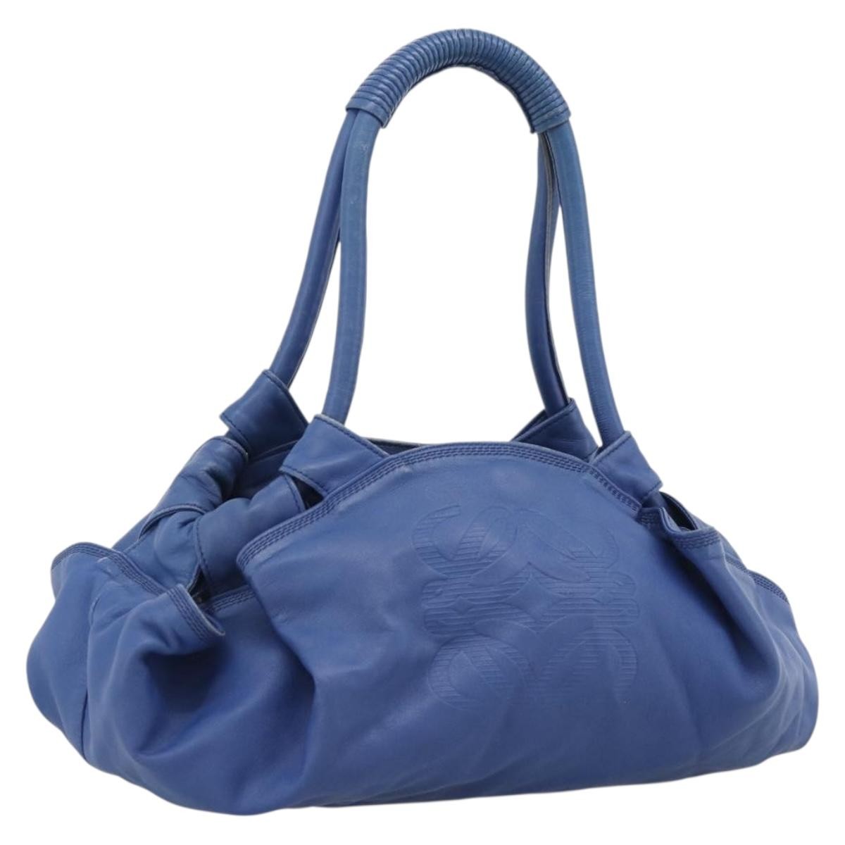 Loewe Anagram Logo Nappa Aire Hand Leather Blue Leather Handbag (Pre-Owned)