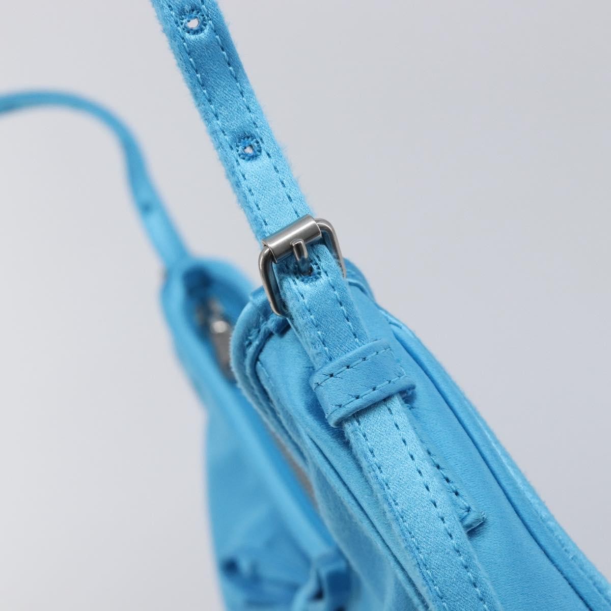 Balenciaga Leopolda Satin Blue Satin Shoulder Bag Bag (Pre-Owned)