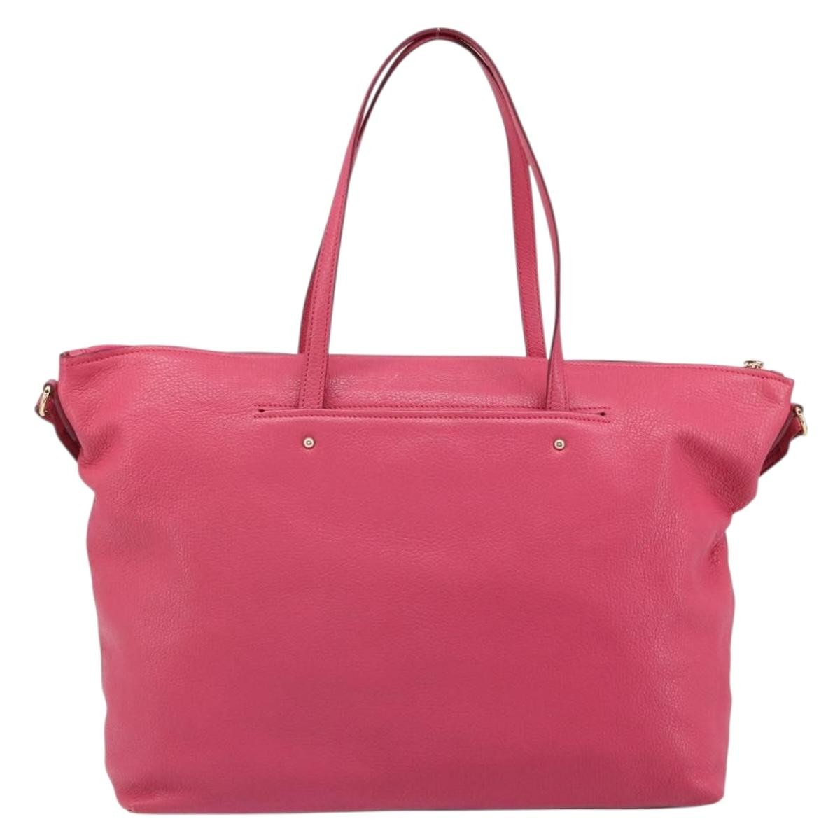 Salvatore Ferragamo Gancini Tote Leather Pink Leather Tote Bag Bag (Pre-Owned)