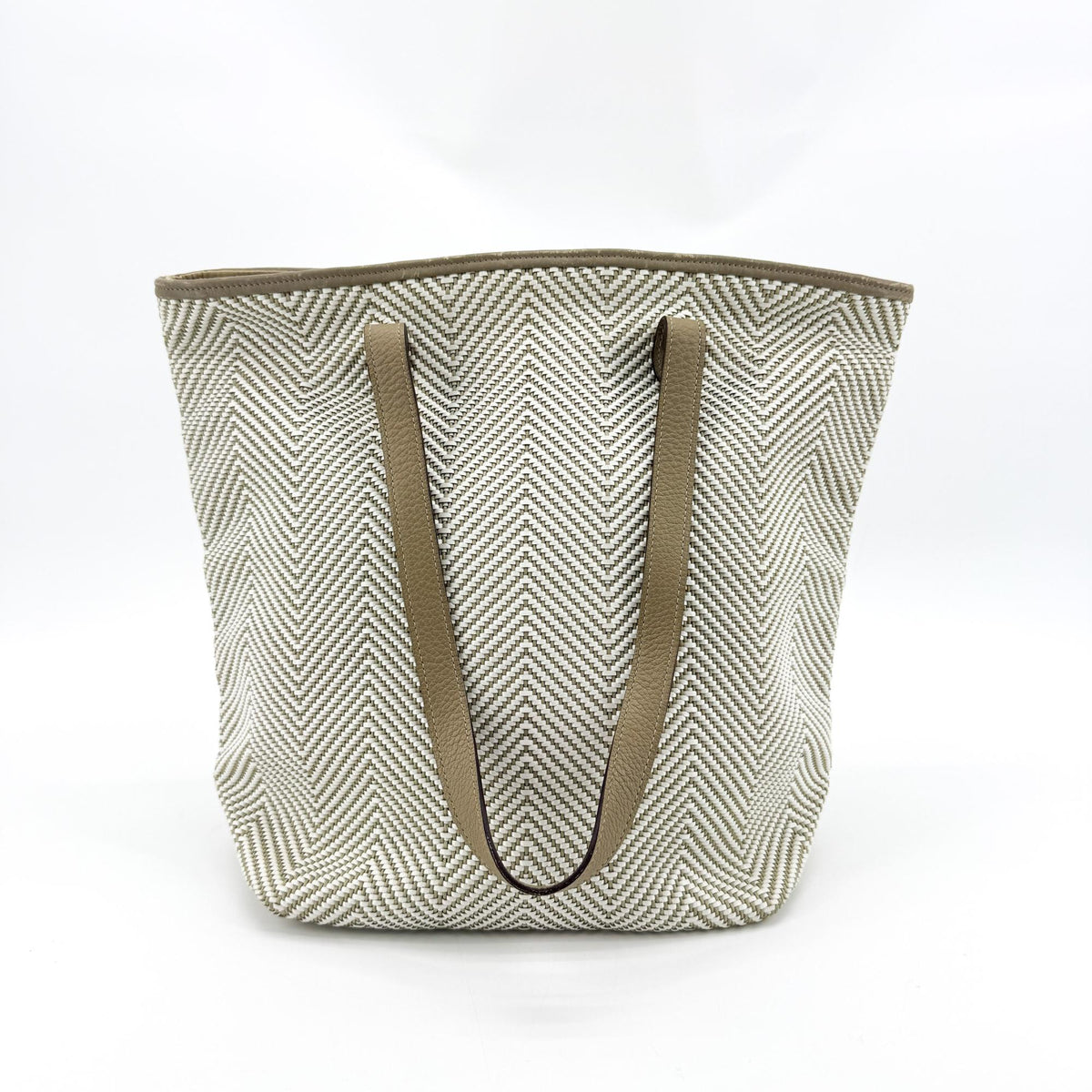 Hermes Chennai Woven Leather And Canvas White Canvas Tote Bag Bag (Pre-Owned)