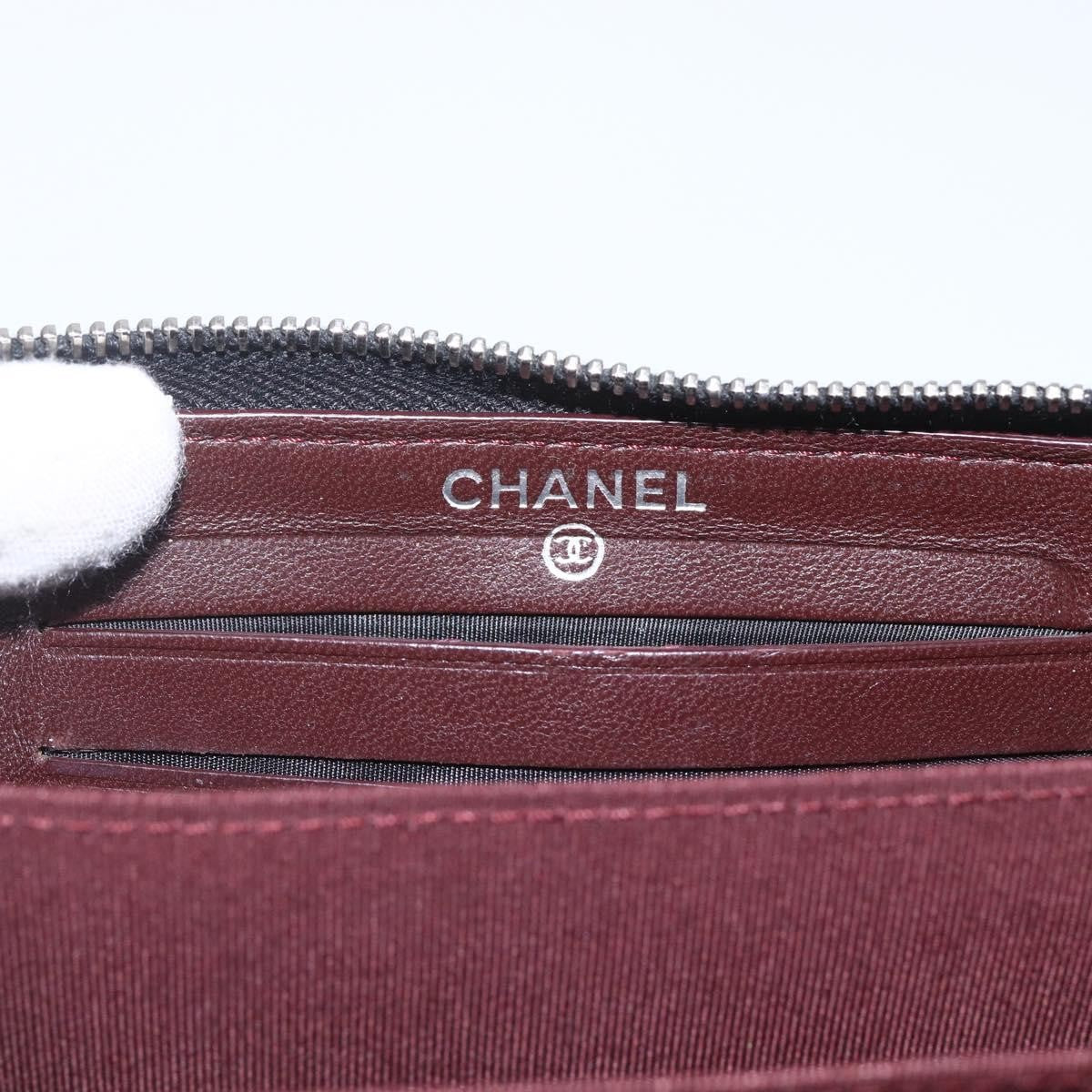 Chanel Zip Around Organizer Quilted Lambskin Black Leather Wallets Accessory (Pre-Owned)
