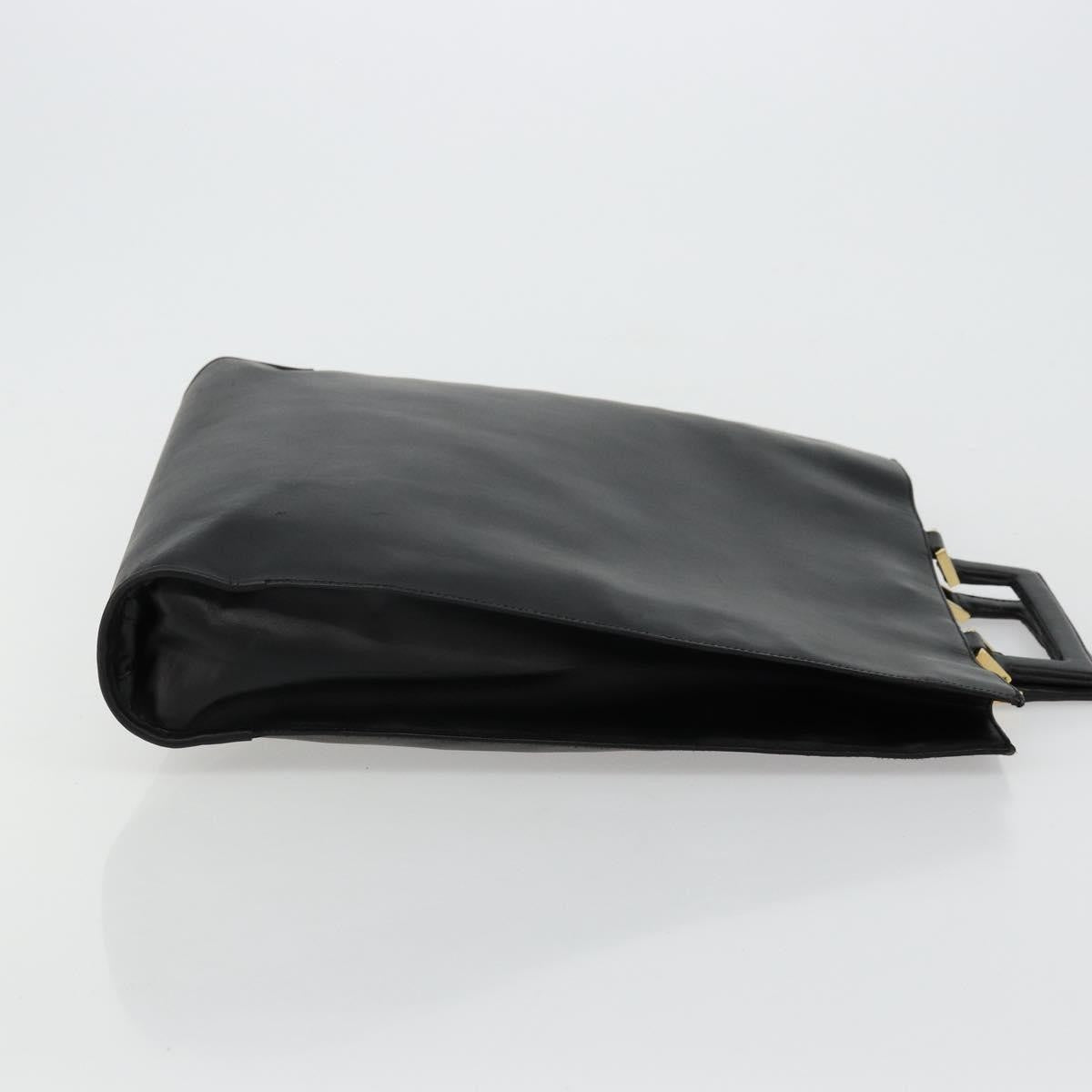 Gucci Vintage Tote Leather Black Leather Tote Bag Bag (Pre-Owned)