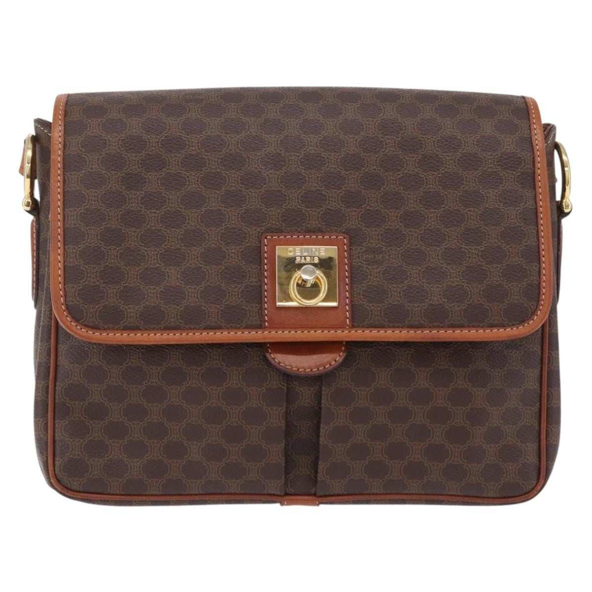 Celine Macadam Shoulder Canvas Brown Canvas Crossbody Bag Bag (Pre-Owned)
