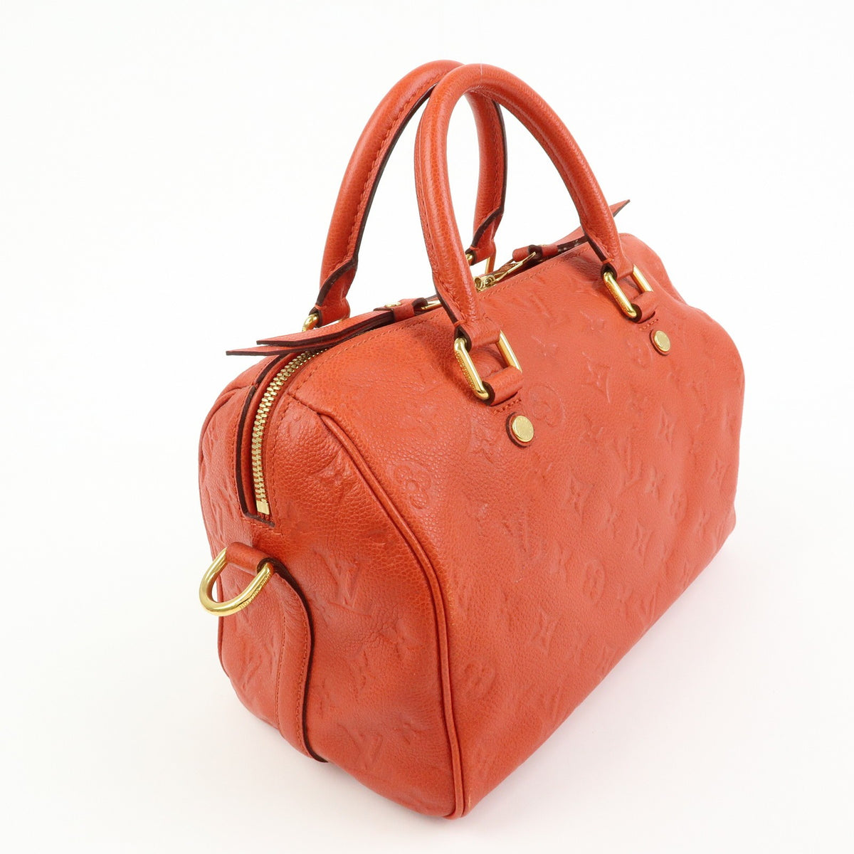 Louis Vuitton Speedy Bandouliere Monogram Empreinte Leather Orange Leather Handbag (Pre-Owned)