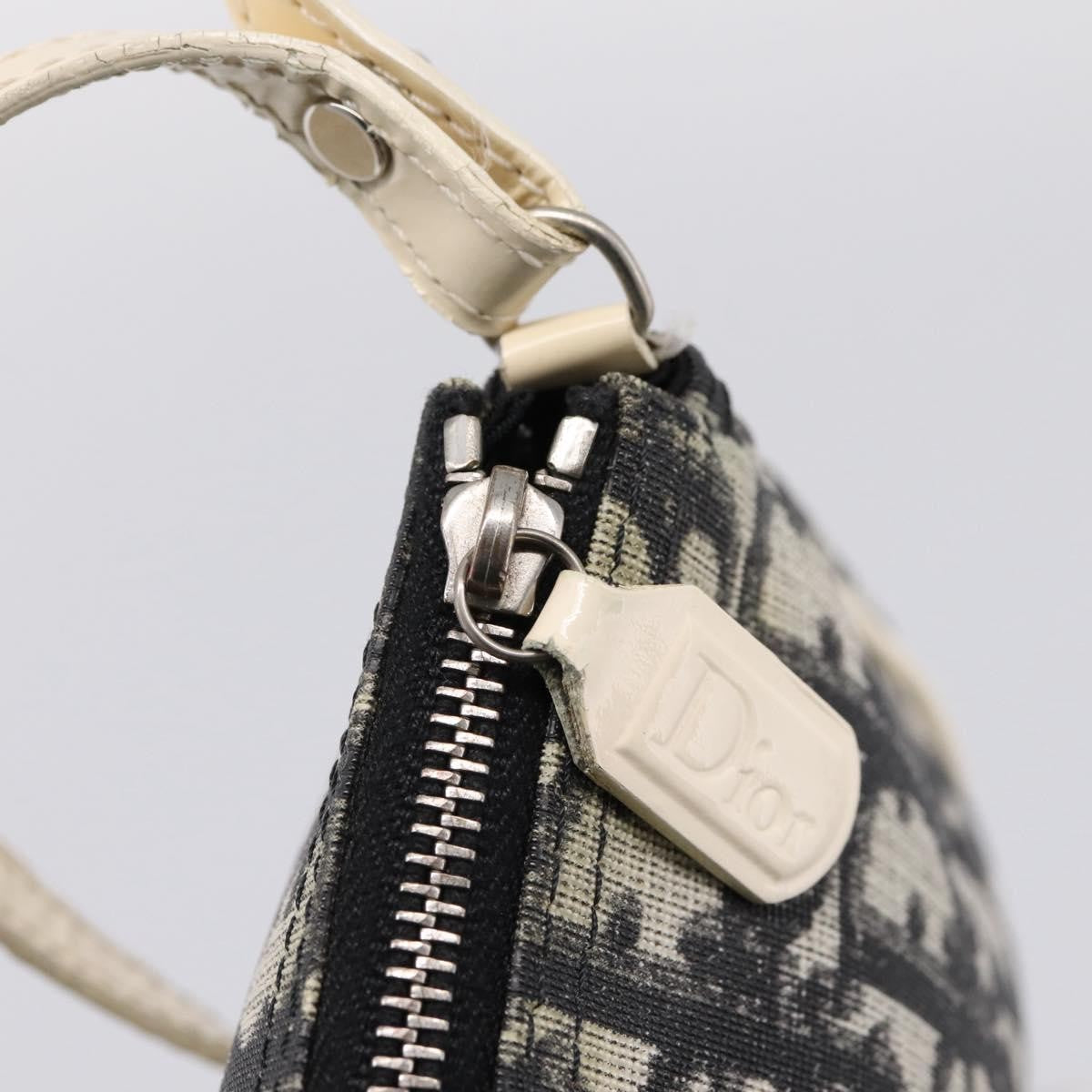 Christian Dior Vintage Saddle Diorissimo Canvas Gray Canvas Handbag (Pre-Owned)