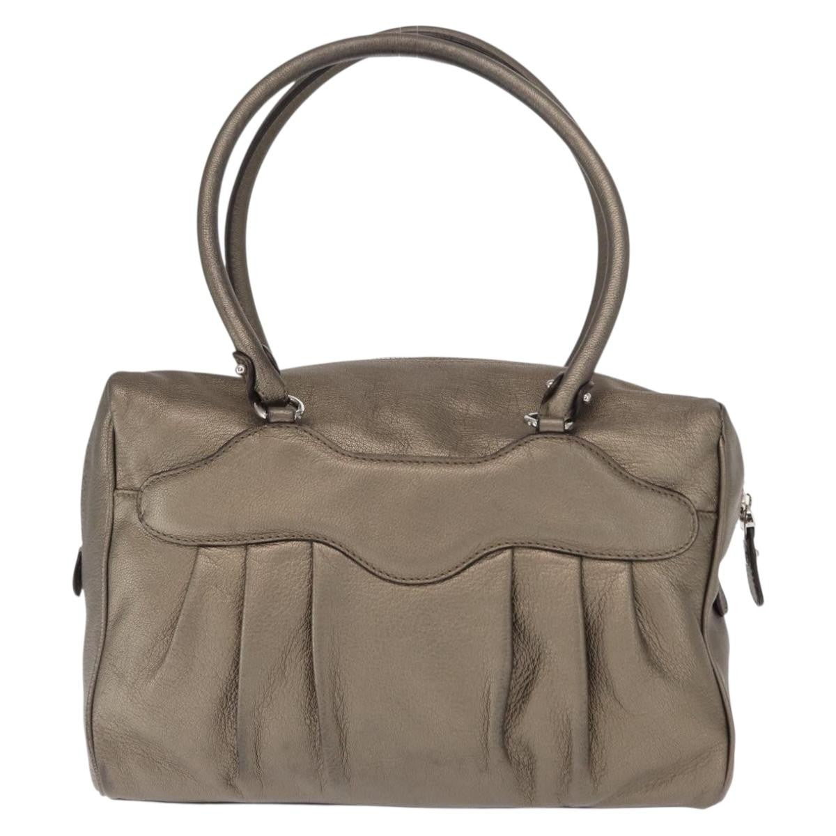 Salvatore Ferragamo Gancini Buckle Leather Gold Leather Handbag (Pre-Owned)