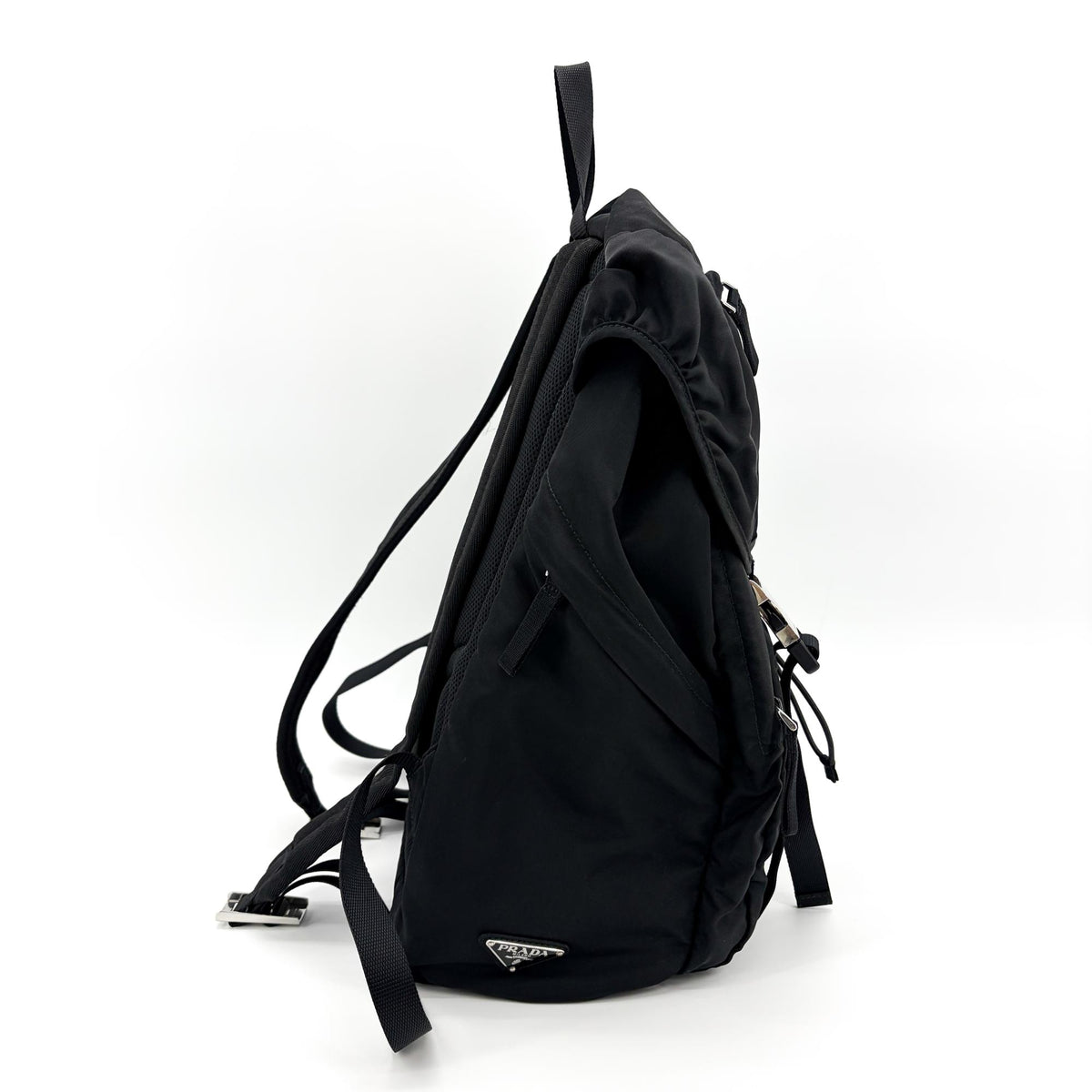 Prada Double Buckle Top Handle Tessuto Black Nylon Backpack Bag (Pre-Owned)