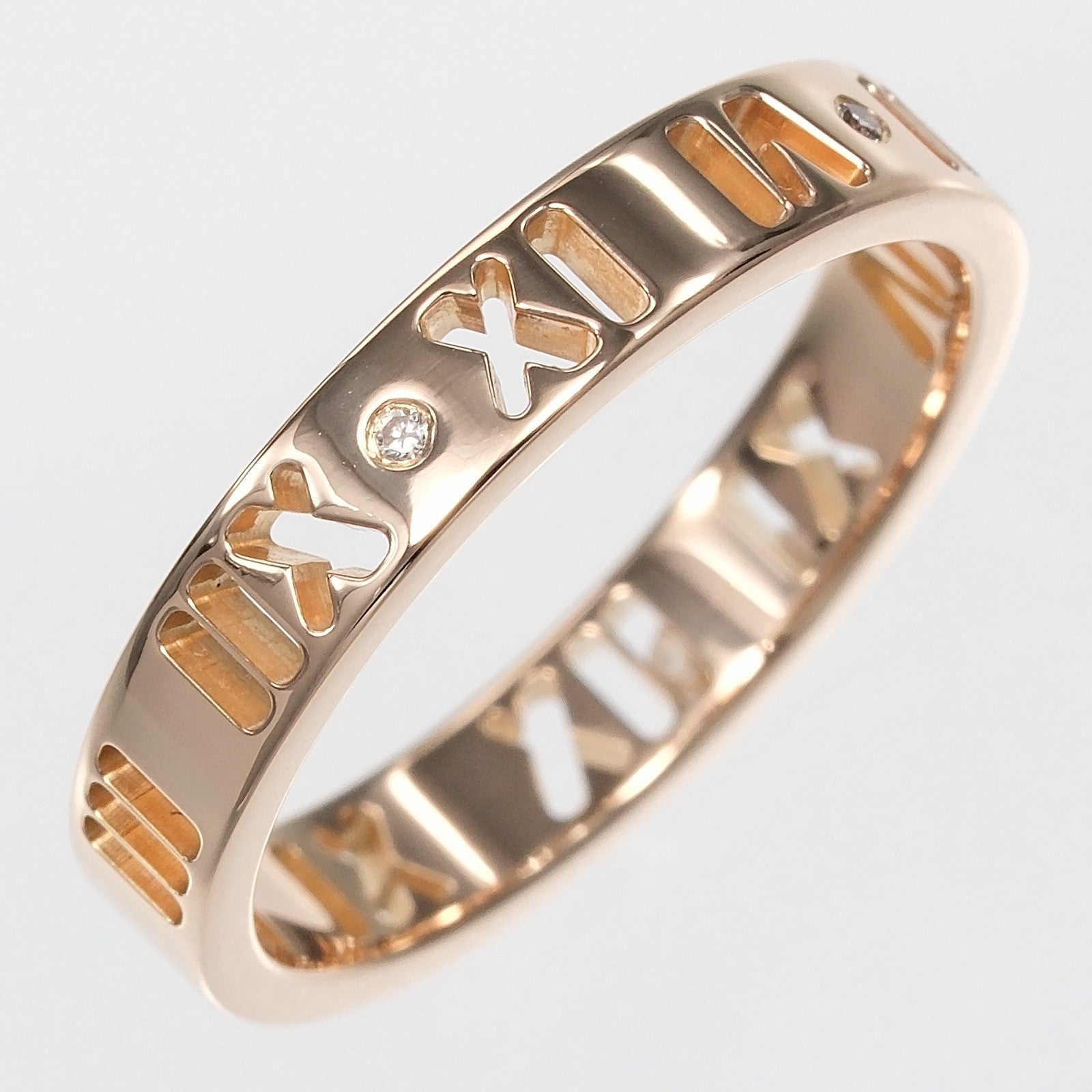 Tiffany & Co. Atlas Pierced 18K Yellow Gold And Diamonds Gold Yellow_Gold Ring Jewelry (Pre-Owned)