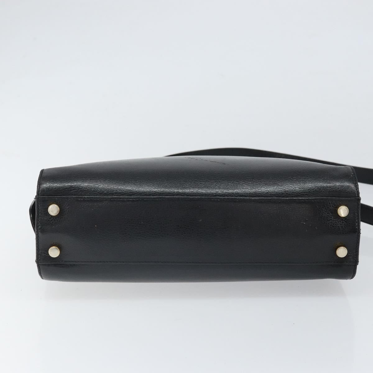 Salvatore Ferragamo Gancini Leather Black Leather Shoulder Bag Bag (Pre-Owned)