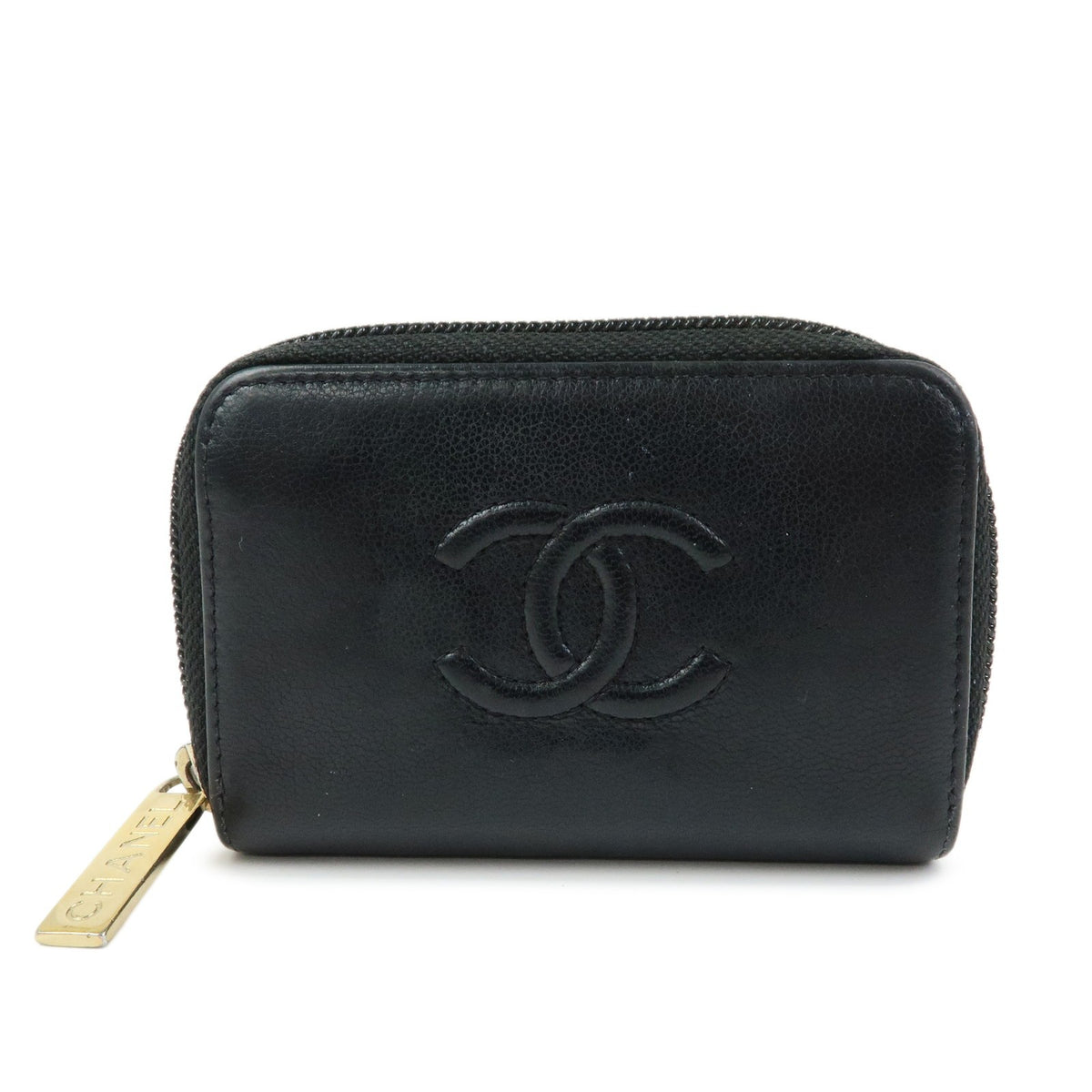 Chanel Timeless Cc Zipped Calfskin Black Leather Wallets Accessory (Pre-Owned)