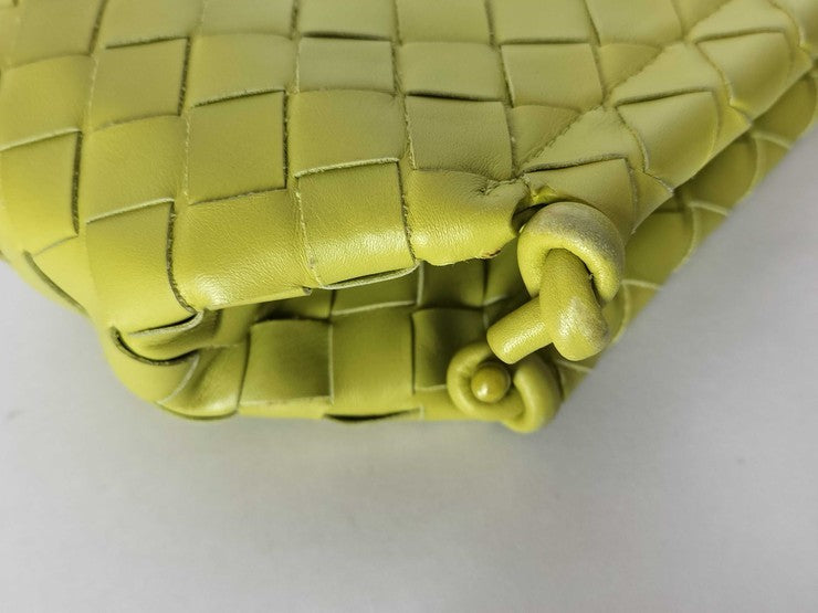 Bottega Veneta Intrecciato Green Yellow Leather Handbag Shoulder Bag Tote Bag (Pre-Owned)