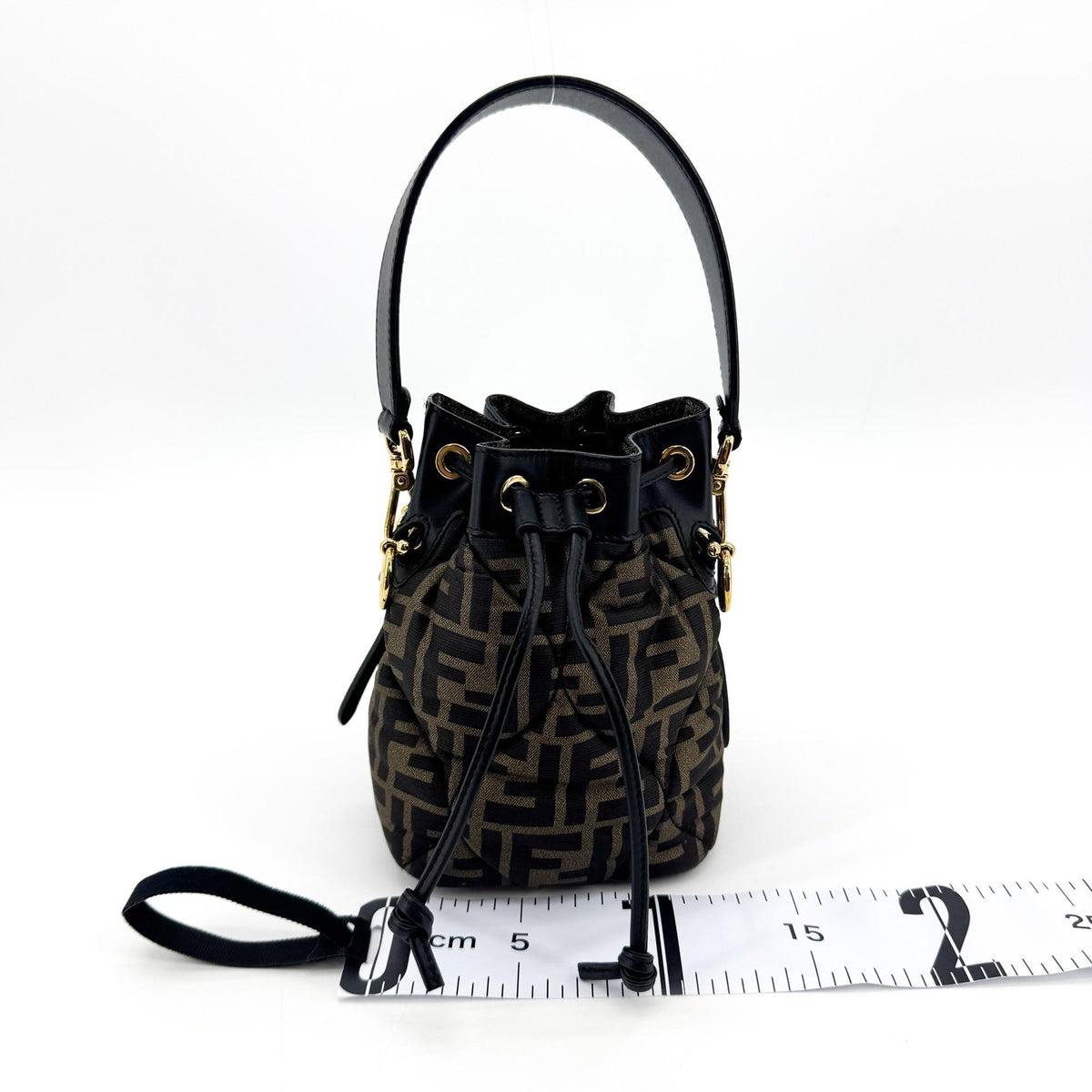 Fendi Mon Tresor Bucket Zucca Quilted Silk Black Canvas Handbag (Pre-Owned)