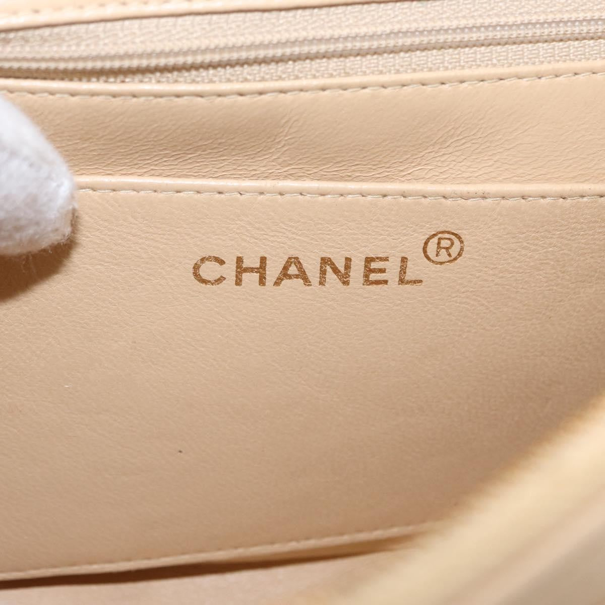 Chanel Vintage Classic Flap Quilted Lambskin Beige Leather Backpack Bag (Pre-Owned)