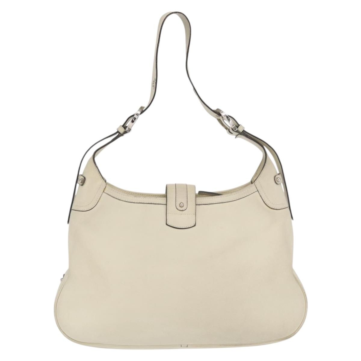 Salvatore Ferragamo Gancini Leather Beige Leather Shoulder Bag Bag (Pre-Owned)