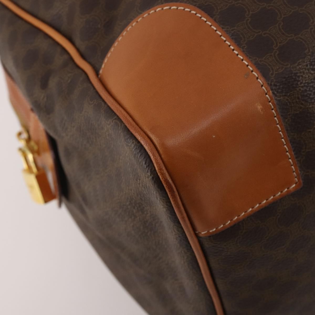 Celine Boston Triomphe Coated Canvas Brown Pvc Handbag (Pre-Owned)