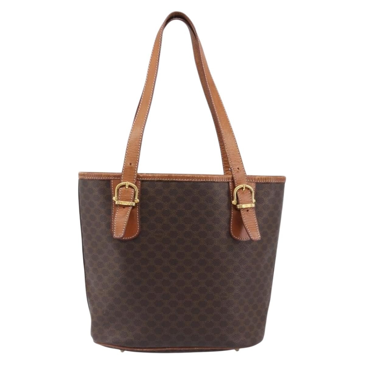 Celine Vintage Macadam Shopper Coated Canvas Brown Canvas Tote Bag Bag (Pre-Owned)