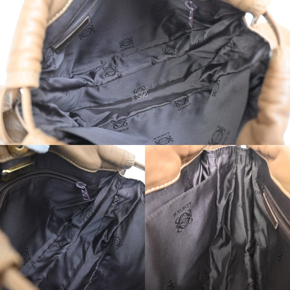 Loewe Anagram Leather Beige Leather Shoulder Bag Bag (Pre-Owned)