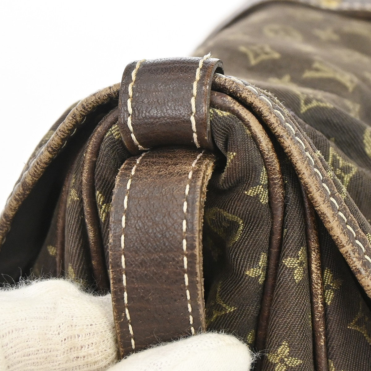 Louis Vuitton Saumur Mini Lin Brown Canvas Shoulder Bag Bag (Pre-Owned)