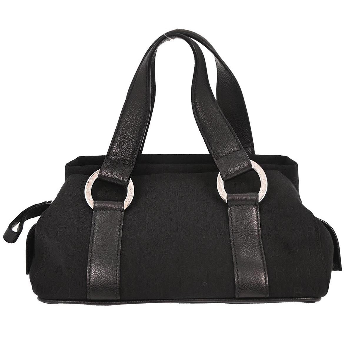 Bvlgari Logomania Canvas Black Canvas Handbag (Pre-Owned)