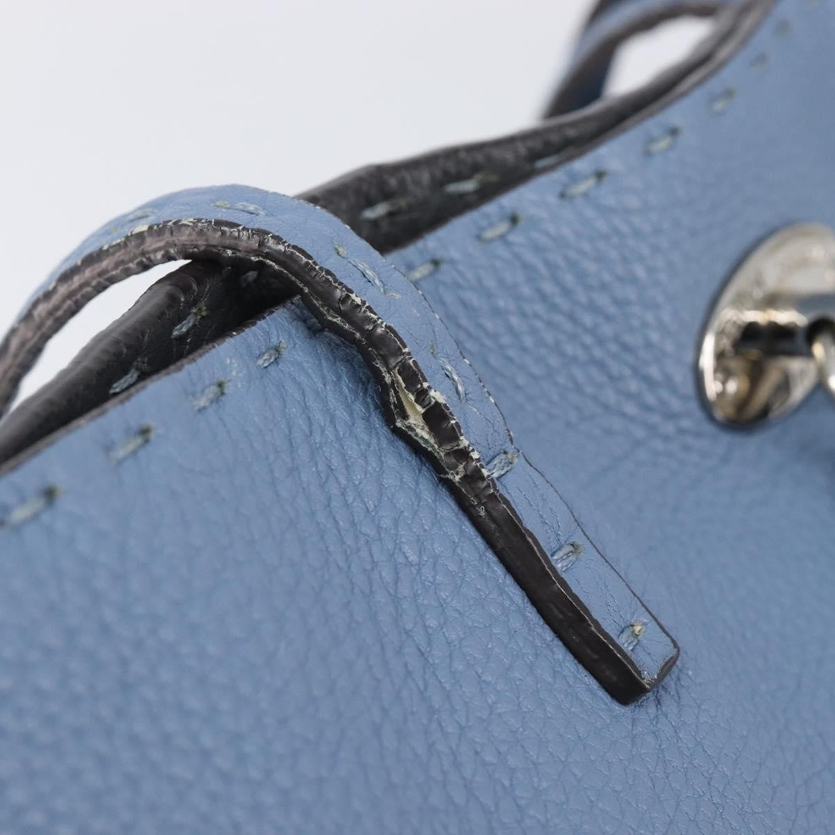 Fendi Selleria Carla Leather Blue Leather Tote Bag Bag (Pre-Owned)