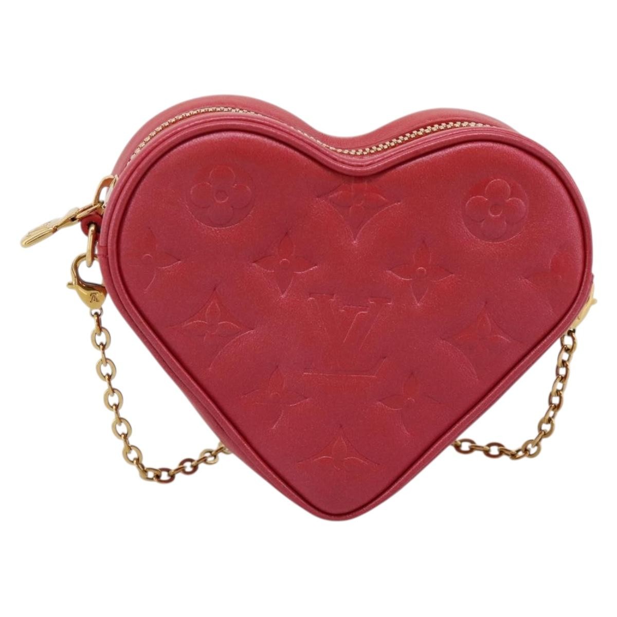 Louis Vuitton Coeur Heart On Chain Monogram Embossed Lambskin Red Leather Clutche & Pouche Bag (Pre-Owned)