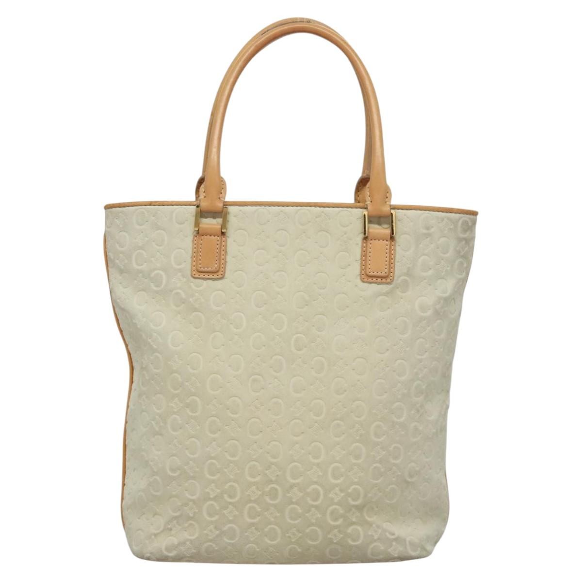 Celine Vintage Macadam C Macadam Suede White Suede Tote Bag Bag (Pre-Owned)