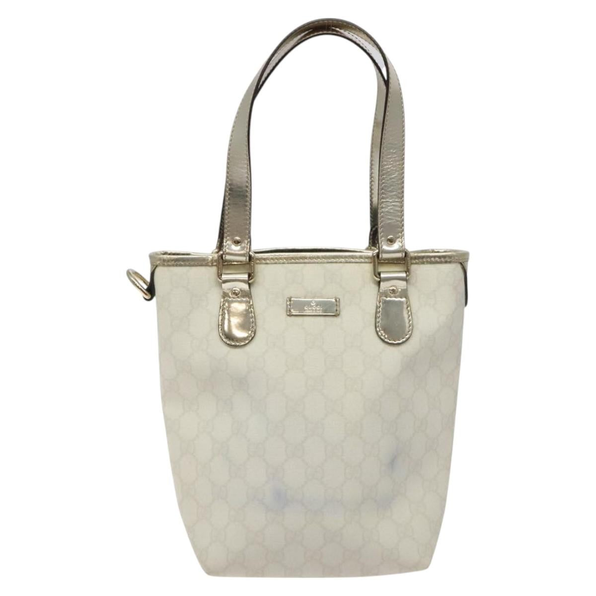Gucci Vintage Tote Gg Canvas White Canvas Tote Bag Bag (Pre-Owned)