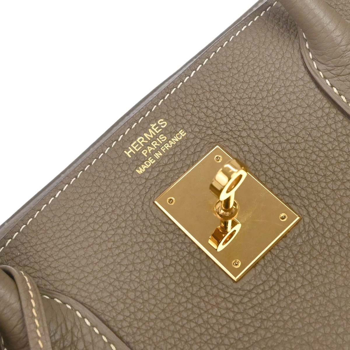 Hermes Birkin Etoupe Togo With Gold Hardware Gray Calfskin Handbag (Pre-Owned)