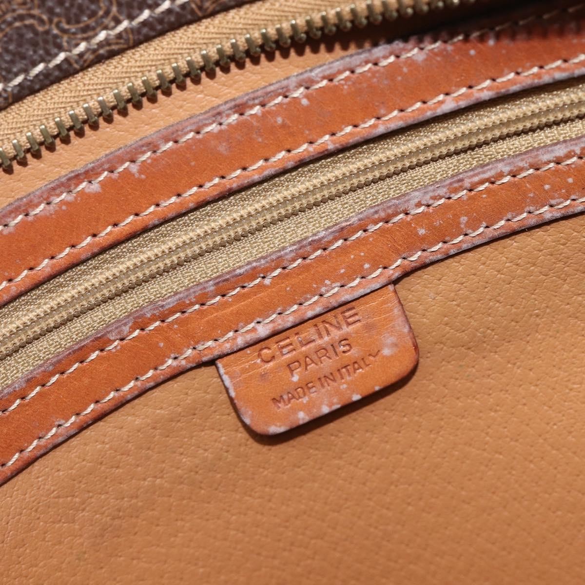 Celine Macadam Shoulder Leather Brown Canvas Crossbody Bag Bag (Pre-Owned)