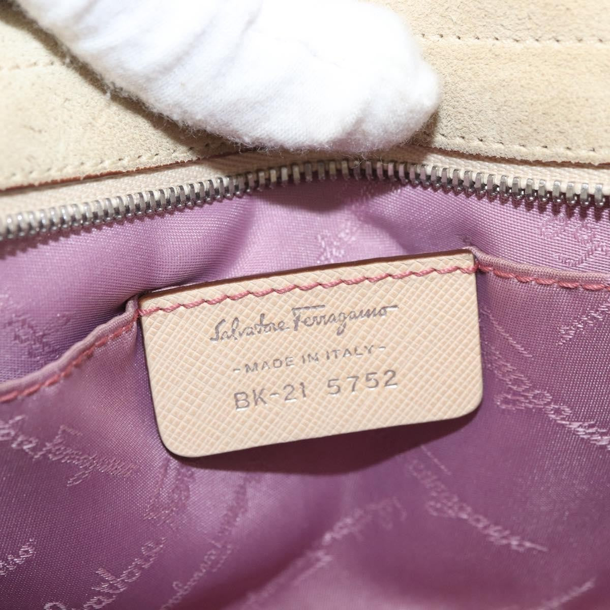 Salvatore Ferragamo Gancini Suede Beige Suede Handbag (Pre-Owned)