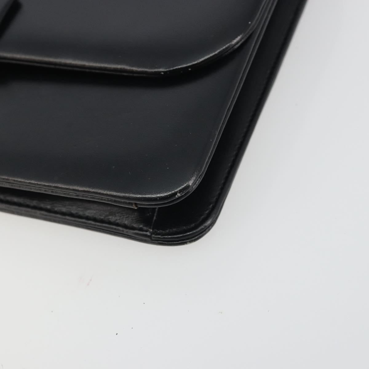 Christian Dior Vintage Clipper Closure Clutch With Logo Leather Black Leather Crossbody Bag Bag (Pre-Owned)