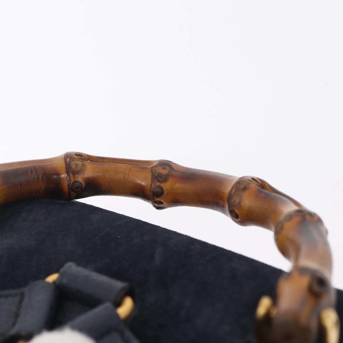 Gucci Vintage Bamboo Suede Navy Suede Backpack Bag (Pre-Owned)