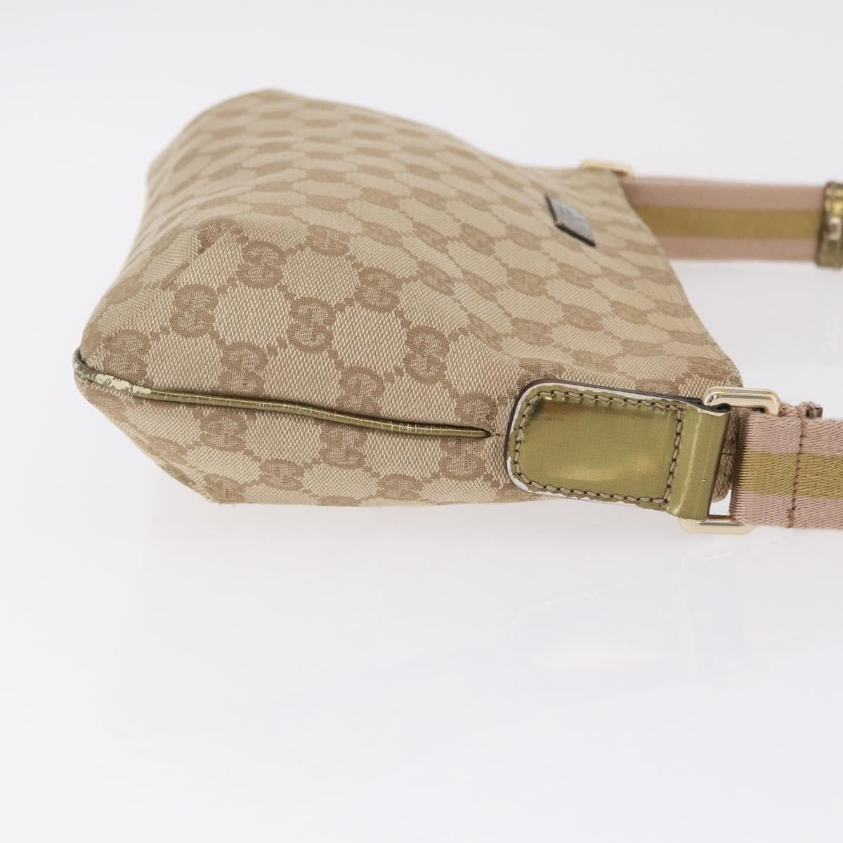 Gucci Web Strap Messenger Gg Coated Canvas Beige Canvas Handbag (Pre-Owned)