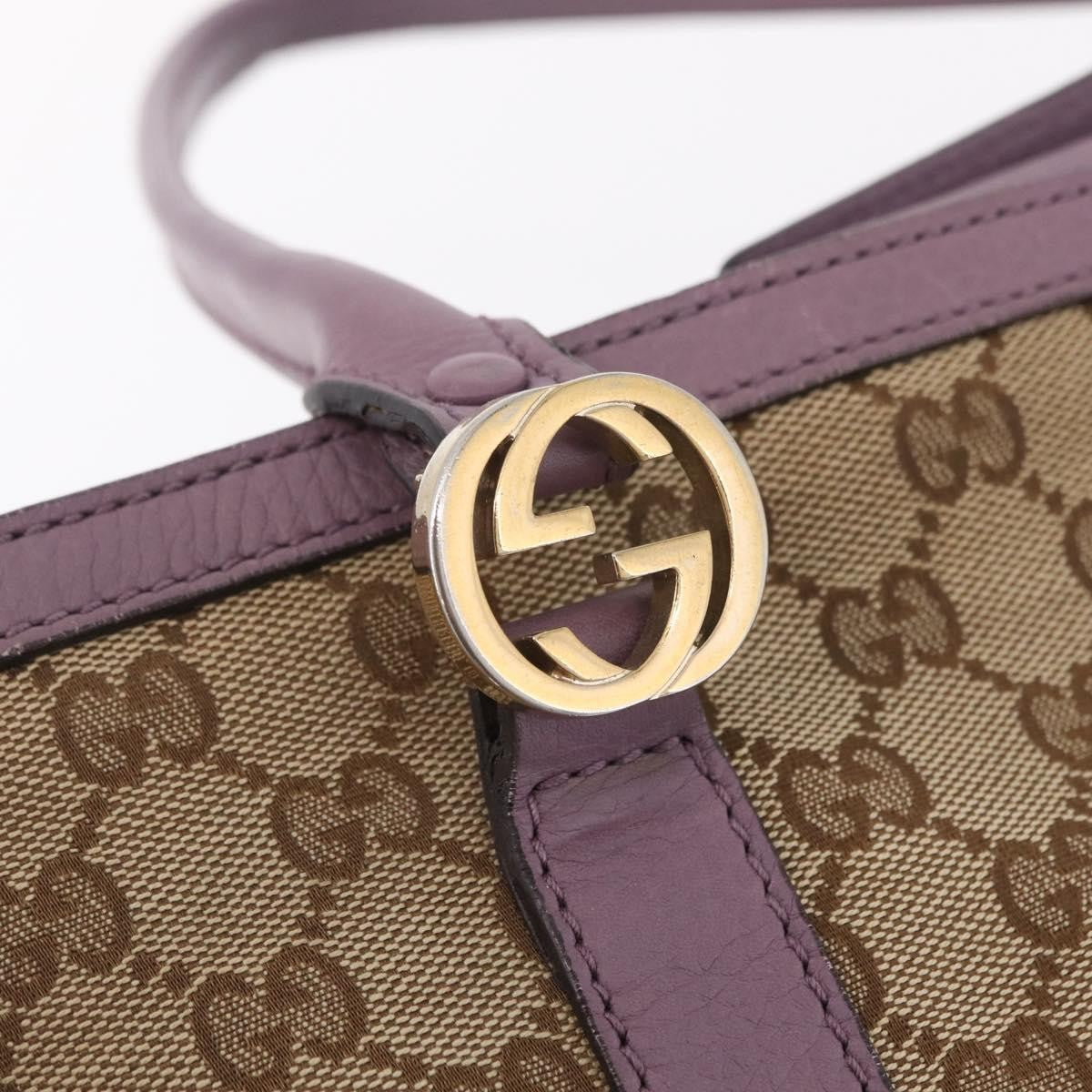 Gucci Miss Gg Gg Canvas With Leather Beige Canvas Tote Bag Bag (Pre-Owned)