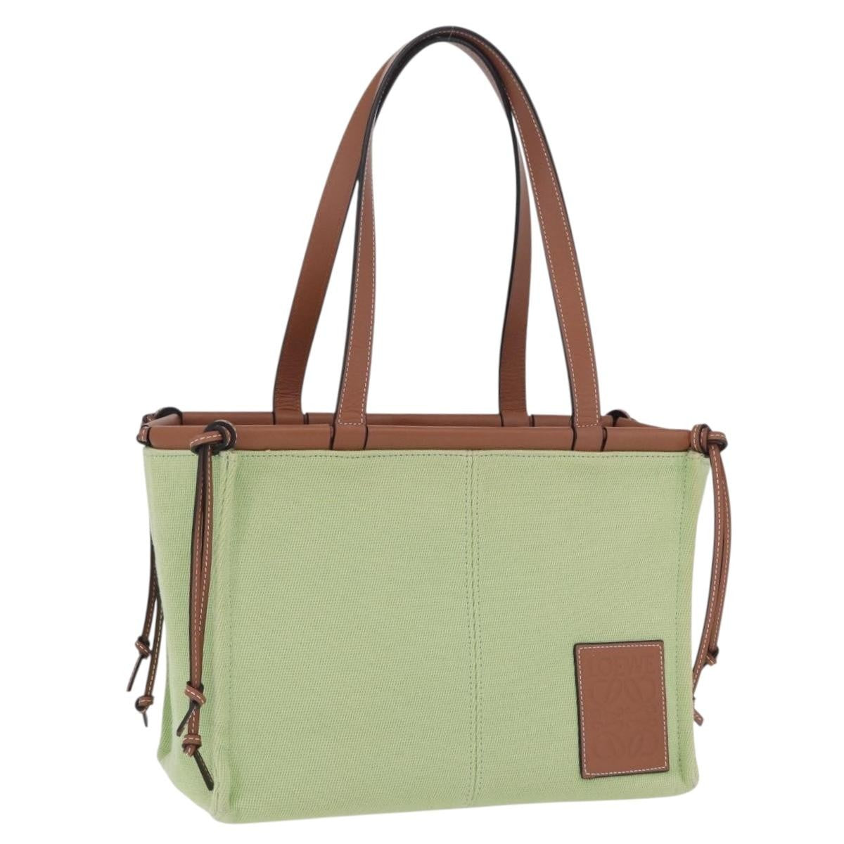 Loewe Cushion Canvas Green Canvas Tote Bag Bag (Pre-Owned)