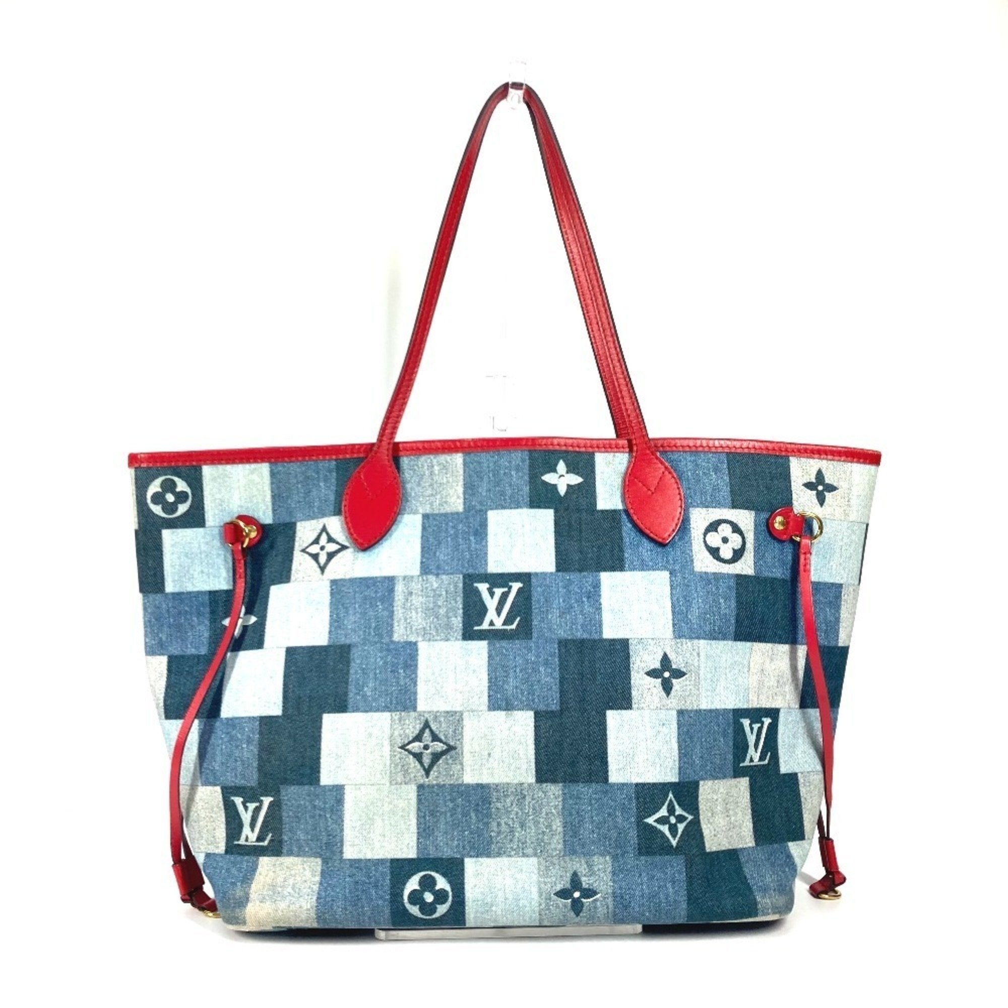 Louis Vuitton Neverfull Tote Damier And Monogram Patchwork Denim Blue Denim_Jeans Shoulder Bag Bag (Pre-Owned)