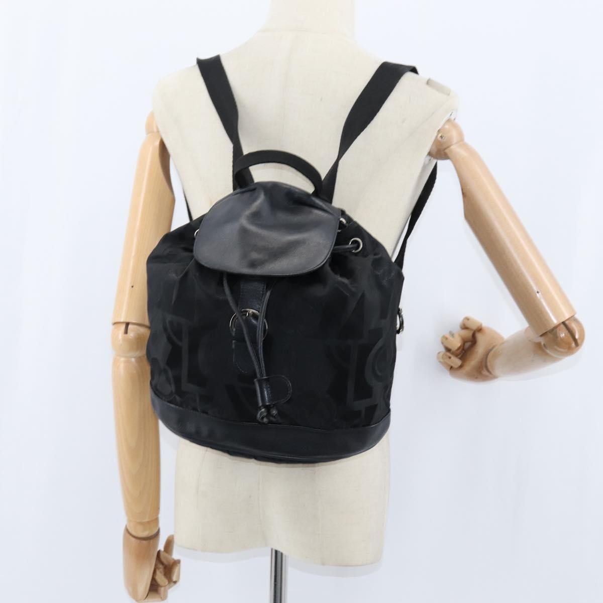 Salvatore Ferragamo Flap Buckle Printed Neoprene Black Nylon Backpack Bag (Pre-Owned)