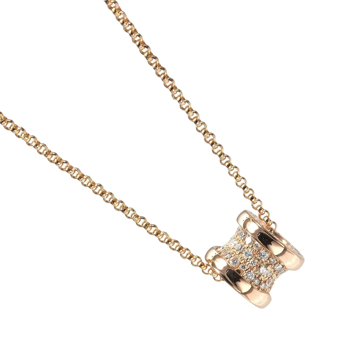Bvlgari B.Zero1 Pendant 18K Rose Gold With Diamonds Gold Pink_Gold Necklace Jewelry (Pre-Owned)