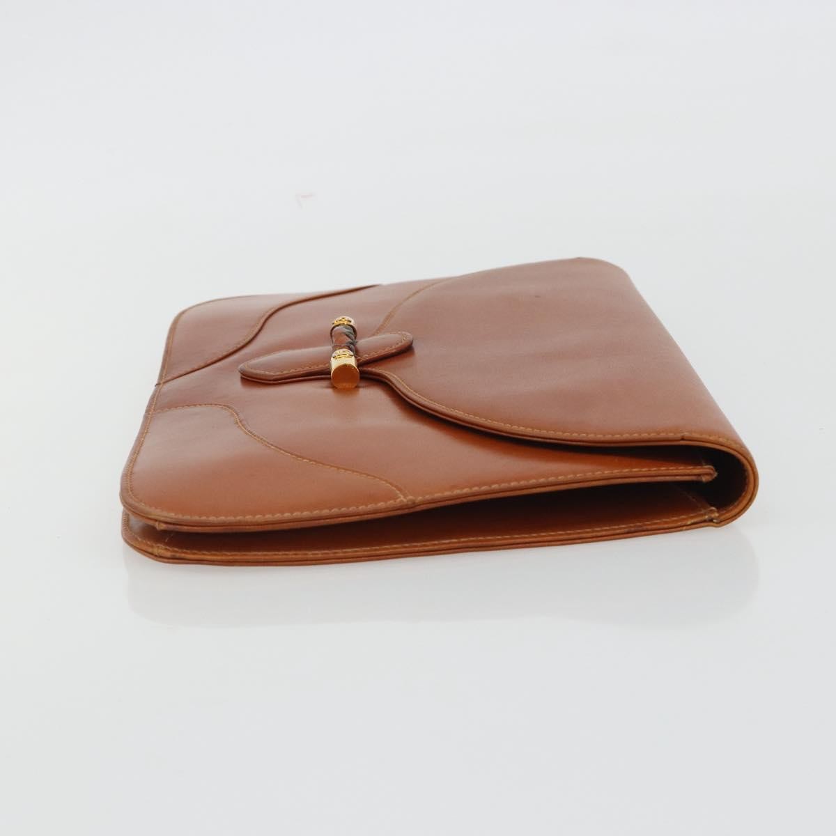 Gucci Vintage Clutch Leather Brown Leather Clutche & Pouche Bag (Pre-Owned)