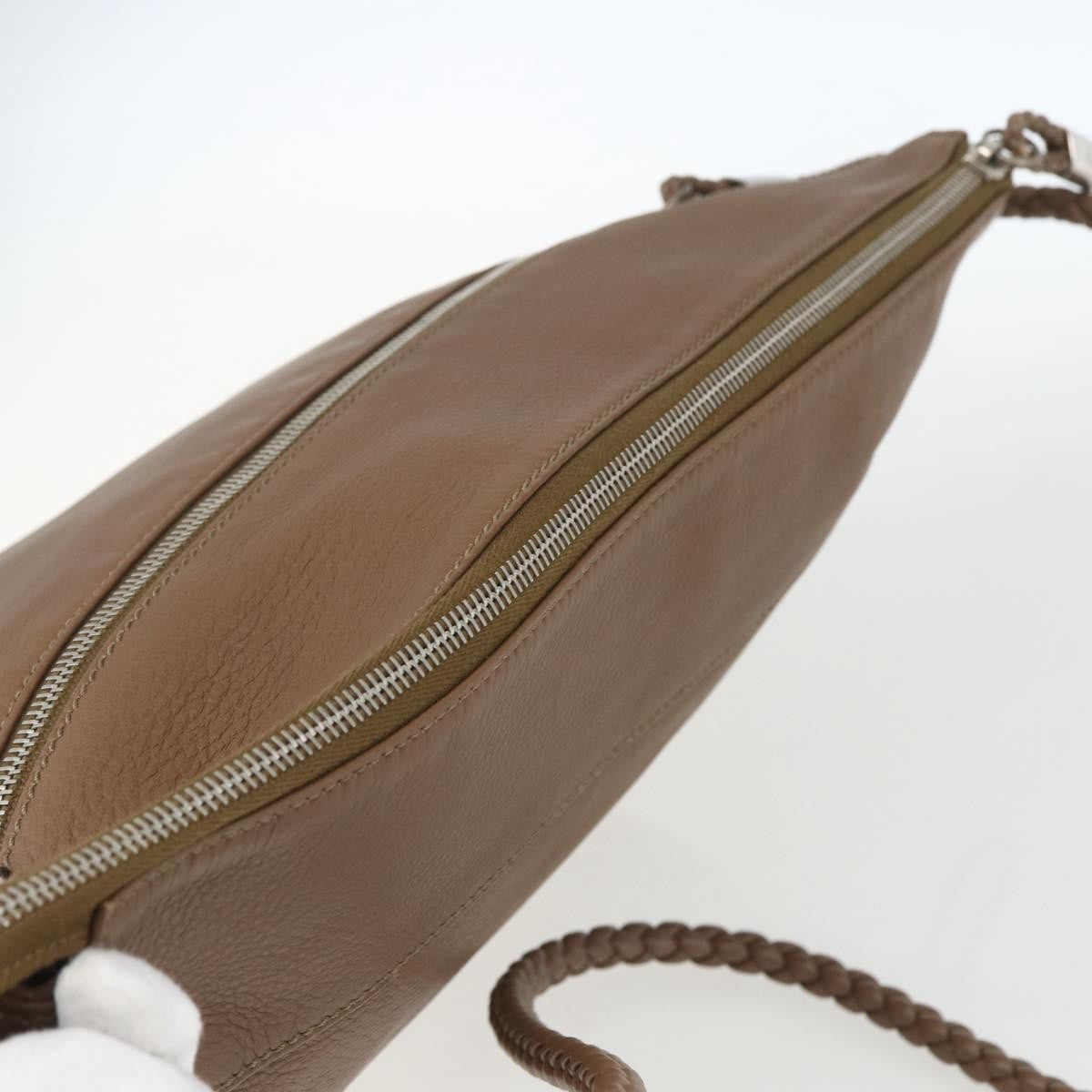 Gucci Braided Strap Zip Messenger Leather Brown Leather Shoulder Bag Bag (Pre-Owned)
