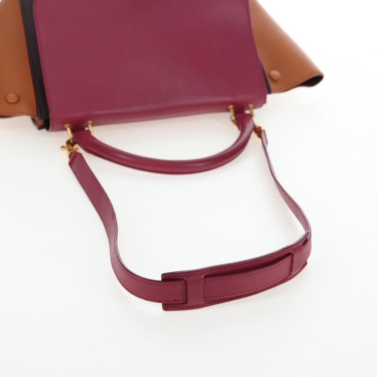 Celine Tricolor Trapeze Leather Burgundy Leather Handbag (Pre-Owned)