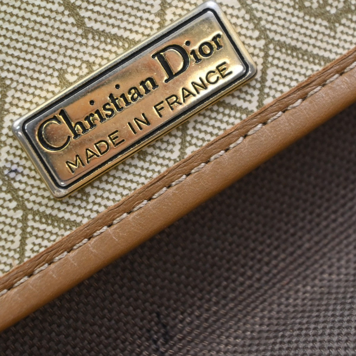 Christian Dior Vintage Honeycomb Canvas Beige Pvc Shoulder Bag Bag (Pre-Owned)