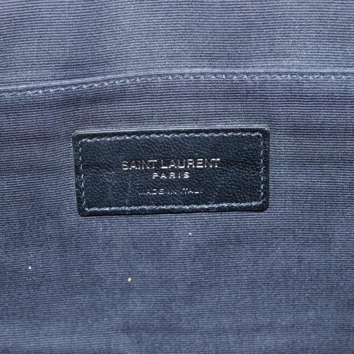 Saint Laurent Zip Pocket Leather Black Leather Clutche & Pouche Bag (Pre-Owned)