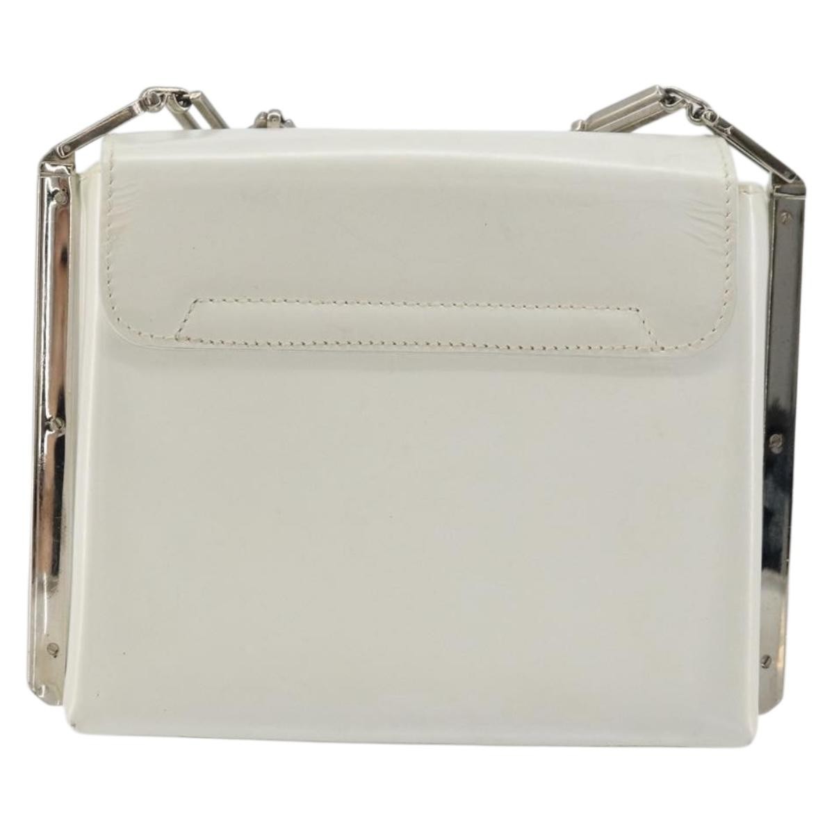 Salvatore Ferragamo Vintage Chain Patent Leather White Patent_Leather Shoulder Bag Bag (Pre-Owned)