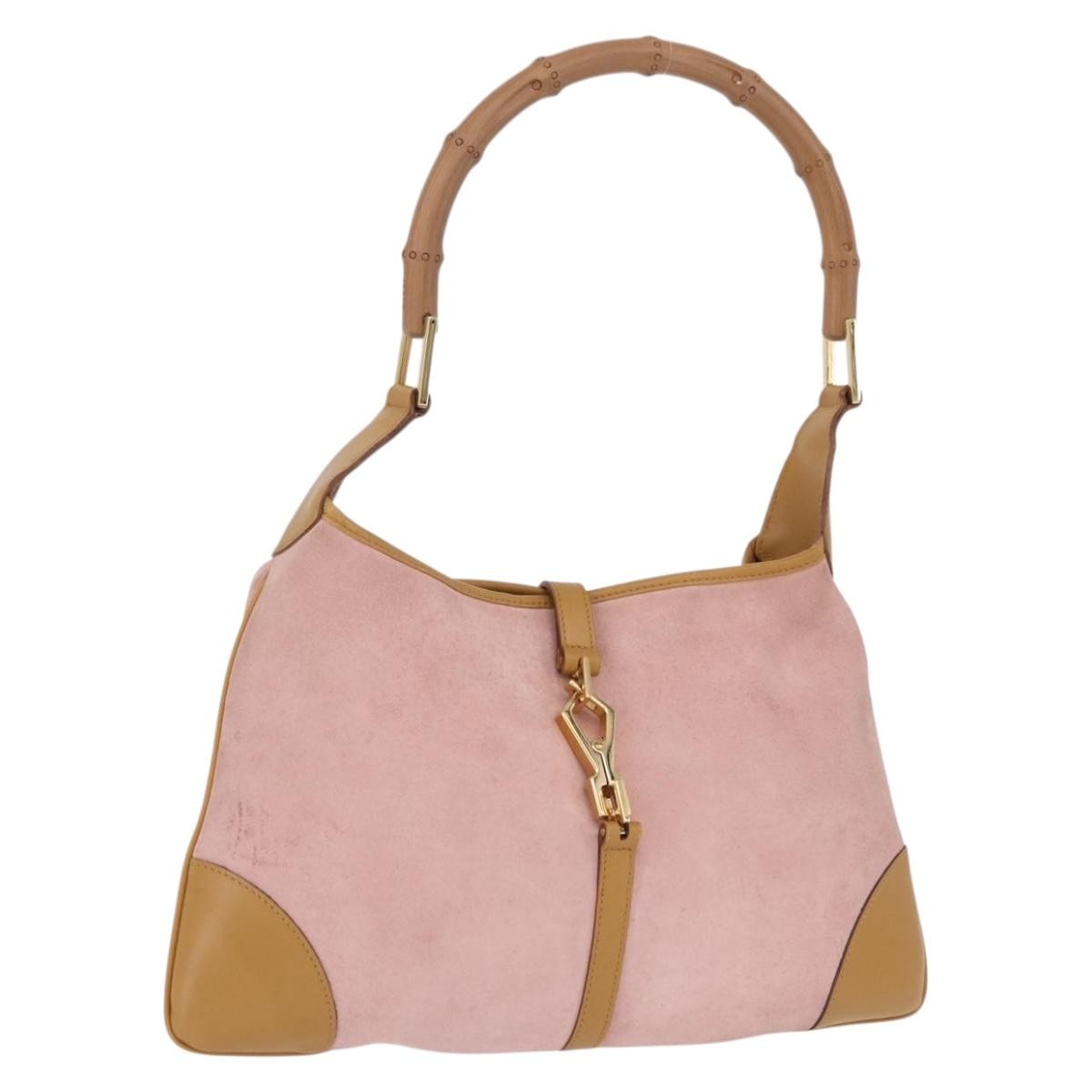 Gucci Bamboo Jackie Suede Pink Suede Handbag (Pre-Owned)