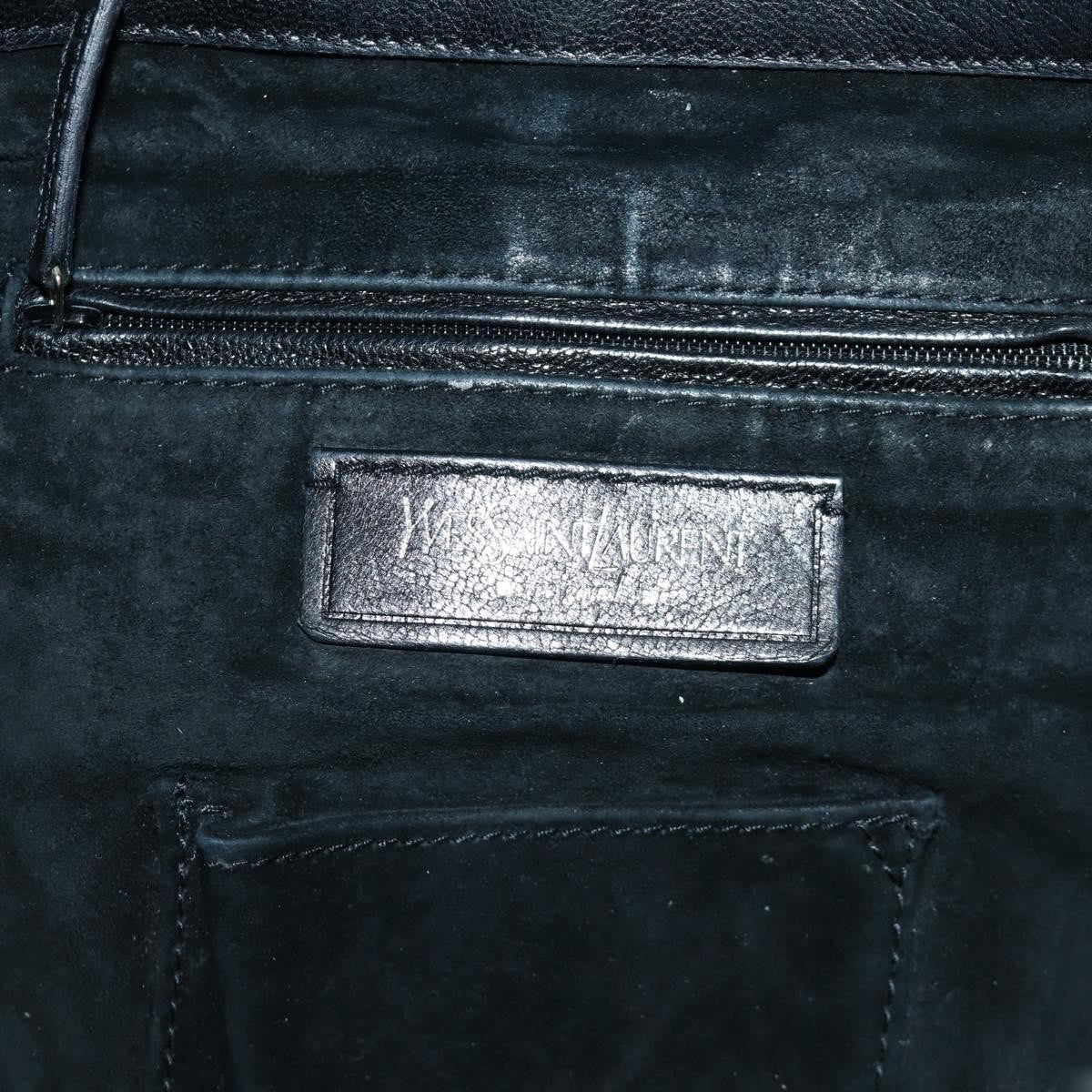 Saint Laurent Vintage Shoulder Bag Leather Black Leather Shoulder Bag Bag (Pre-Owned)