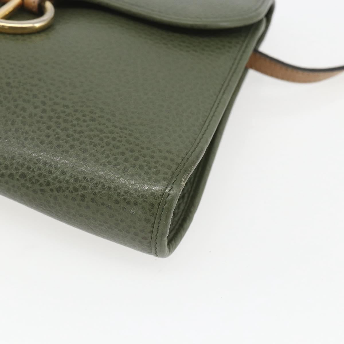 Christian Dior Vintage Leather Khaki Leather Shoulder Bag Bag (Pre-Owned)