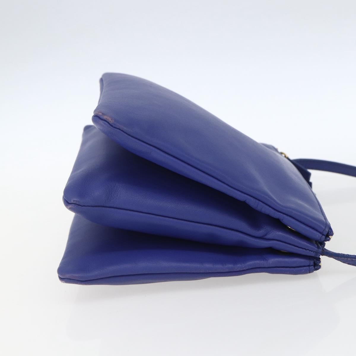 Celine Trio Leather Blue Leather Shoulder Bag Bag (Pre-Owned)